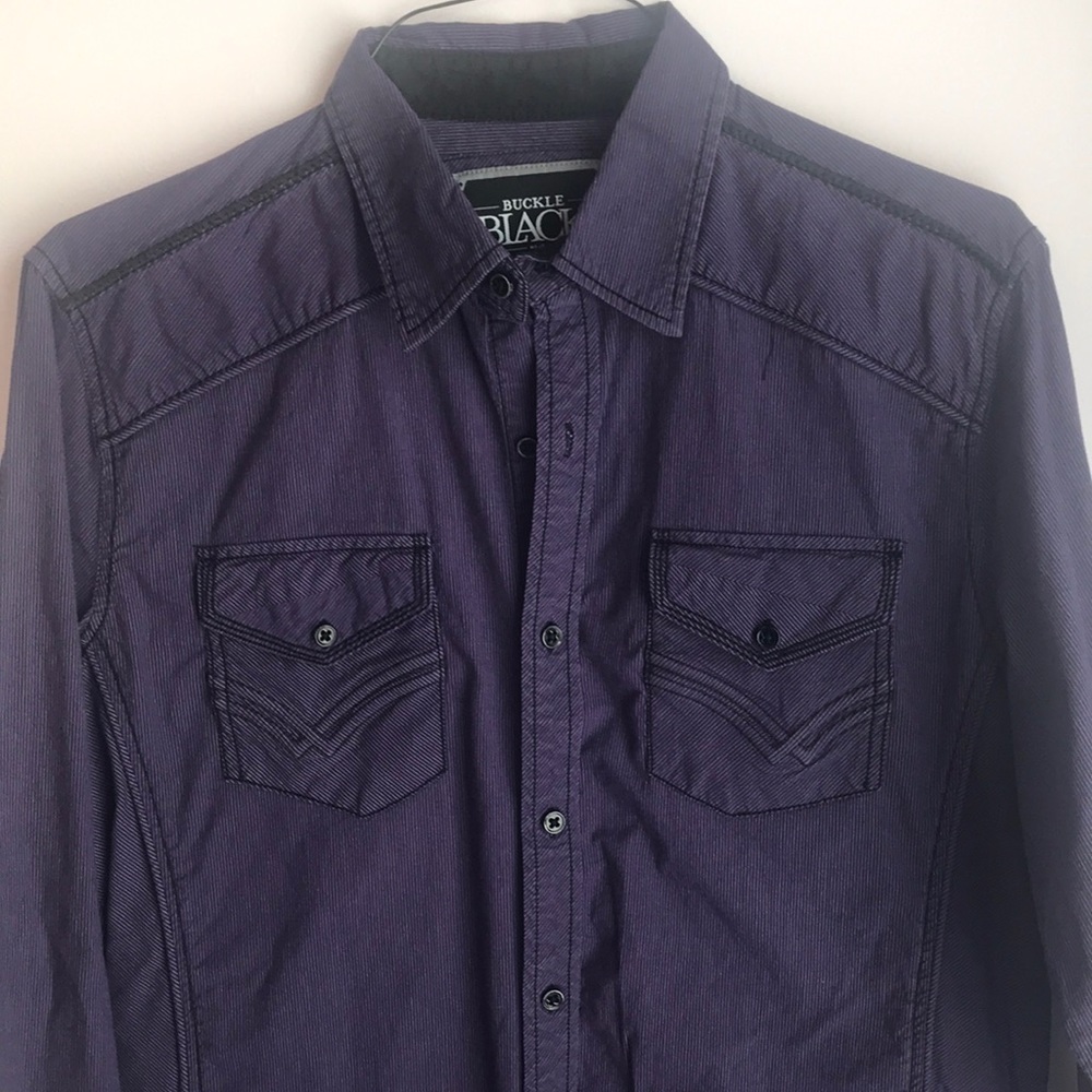 Buckle Black Athletic Fit Button Down Shirt - Picture 2 of 10
